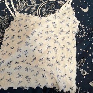 hollister blue floral tank